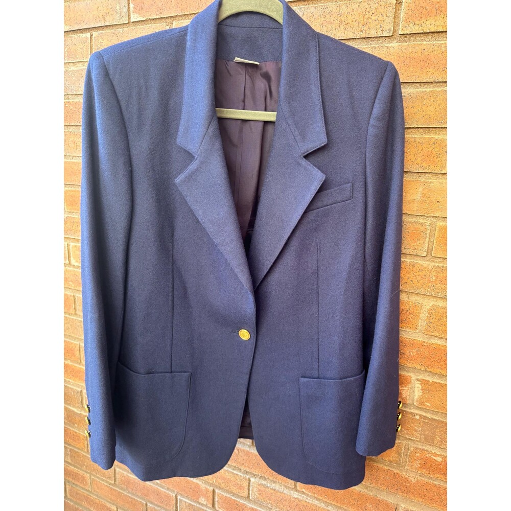 Country Aire Brand 100% Wool Blazer Blue